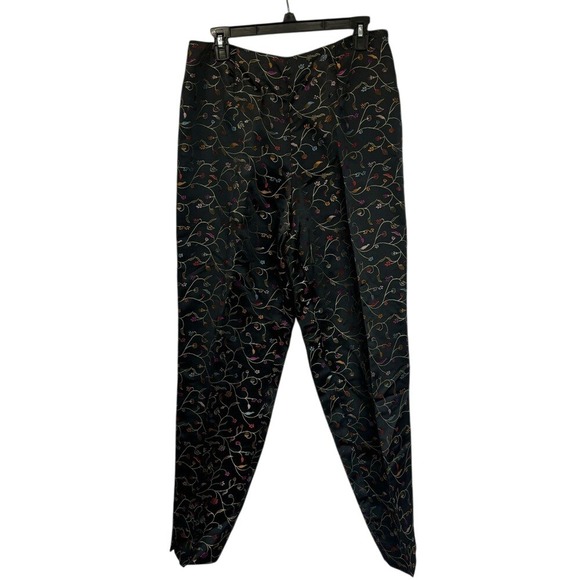 TAO Pants - TAO Black Floral Embroidered Vintage Women's Pants, Size 12